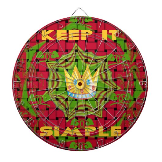 Houd het simpel: Vetgedrukte Gouden Rood Geweven B Dartbord (Voorkant)