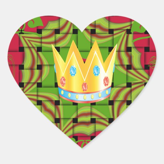 Houd het simpel: Vetgedrukte Gouden Rood Geweven B Hart Sticker (Voorkant)