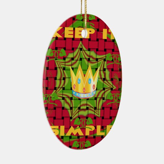 Houd het simpel: Vetgedrukte Gouden Rood Geweven B Keramisch Ornament (Rechts)