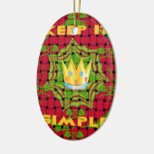 Houd het simpel: Vetgedrukte Gouden Rood Geweven B Keramisch Ornament (Links)