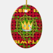 Houd het simpel: Vetgedrukte Gouden Rood Geweven B Keramisch Ornament (Voorkant)