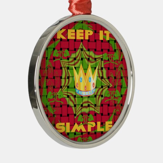 Houd het simpel: Vetgedrukte Gouden Rood Geweven B Metalen Ornament (Rechts)