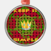 Houd het simpel: Vetgedrukte Gouden Rood Geweven B Metalen Ornament (Voorkant)