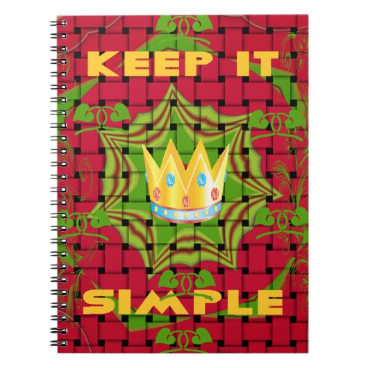 Houd het simpel: Vetgedrukte Gouden Rood Geweven B Notitieboek (Voorkant)