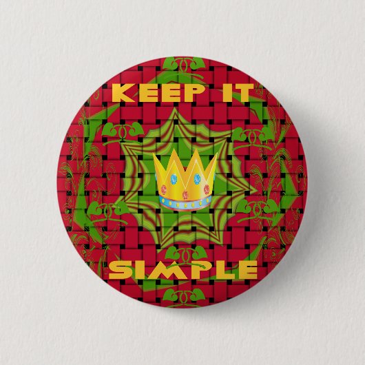 Houd het simpel: Vetgedrukte Gouden Rood Geweven B Ronde Button 5,7 Cm (Voorkant)