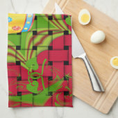 Houd het simpel: Vetgedrukte Gouden Rood Geweven B Theedoek (Quarter Fold)