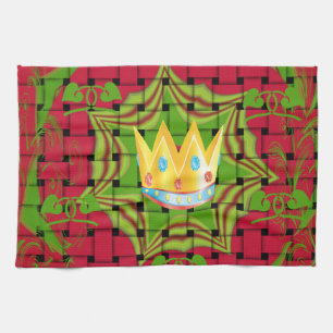 Houd het simpel: Vetgedrukte Gouden Rood Geweven B Theedoek