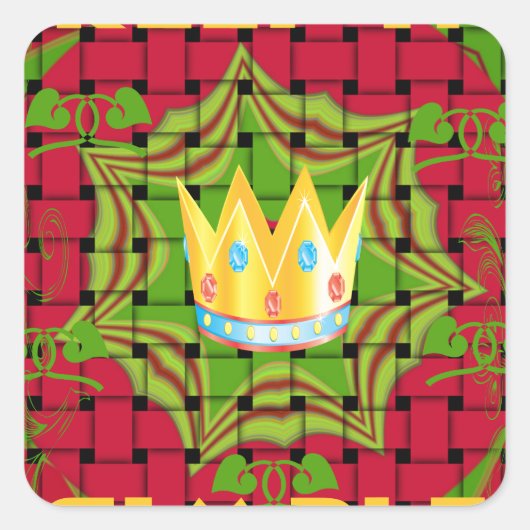 Houd het simpel: Vetgedrukte Gouden Rood Geweven B Vierkante Sticker (Voorkant)