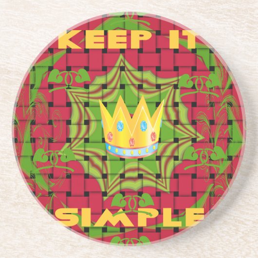 Houd het simpel: Vetgedrukte Gouden Rood Geweven B Zandsteen Onderzetter (Voorkant)