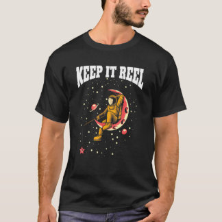 Houd het spoor Vist Hook Fisher Astronaut Fishe T-shirt