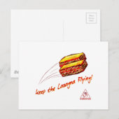 Houd het Vliegende Wenskaart van Lasagna's Briefkaart (Voorkant / Achterkant)