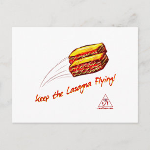 Houd het Vliegende Wenskaart van Lasagna's Briefkaart