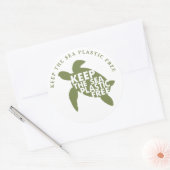 Houd het Zee plastic vrije Zee schuin Ronde Sticker (Envelop)