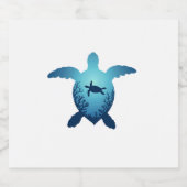 Houd het Zee plasticvrij Bewaar de Zeeen schildpad Sparkling Wijnetiket (Enkel label)