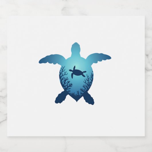 Houd het Zee plasticvrij Bewaar de Zeeen schildpad Sparkling Wijnetiket (Enkel label)