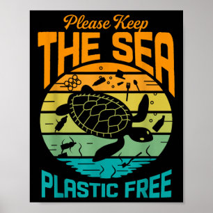Houd het Zee plasticvrij Gezegde, milieu-pr Poster