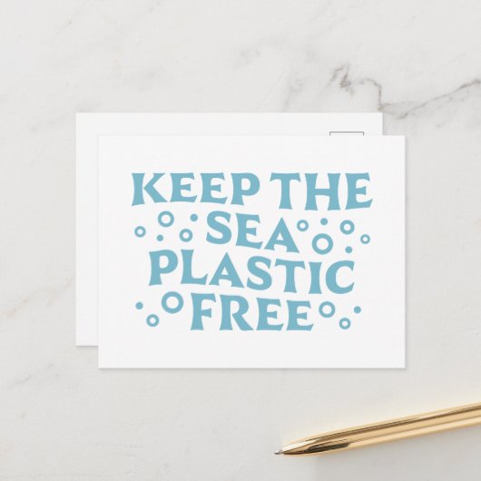 Houd het zee plasticvrij om vervuiling te stoppen briefkaart (Voorkant / Achterkant in situ)