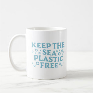 Houd het zee plasticvrij om vervuiling te stoppen koffiemok