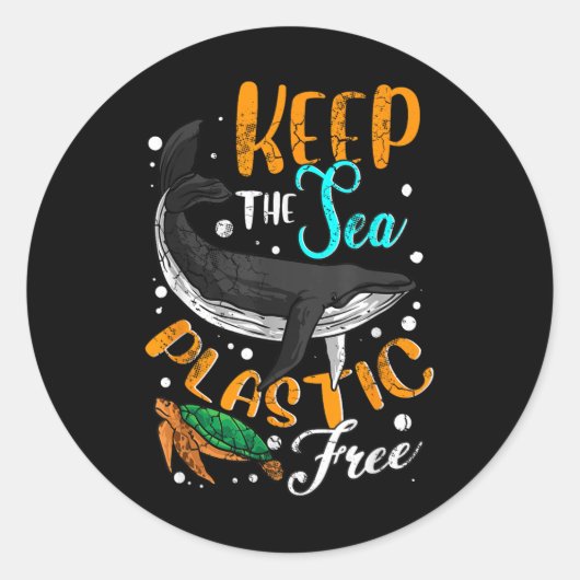 Houd het Zee plasticvrije omgeving Ronde Sticker (Voorkant)