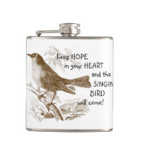 Houd hoop in je hart zingende vogel op tak