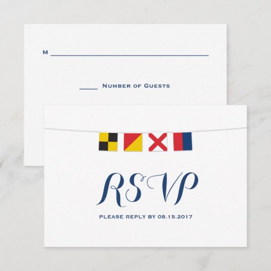 HOUD IN kleurrijke Nautische vlaggen RSVP (Voorkant / Achterkant)