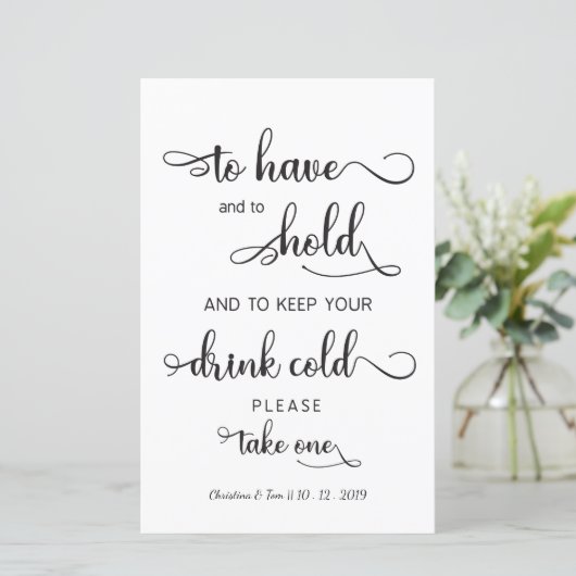 "Houd je drink koud" Moderne bruiloft (Staand voorkant)