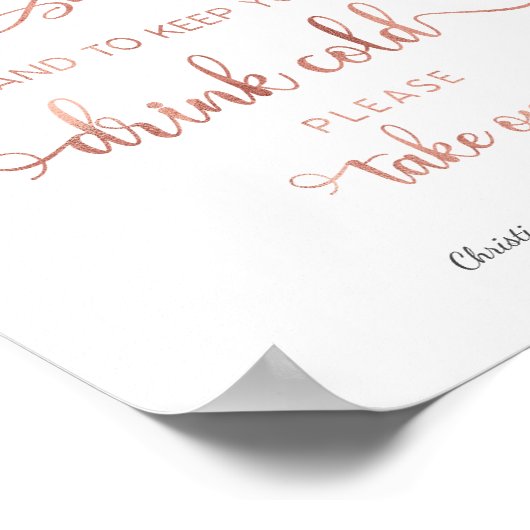 "Houd je drink koud" roos goud bruiloft gebarsten Poster (Hoek)