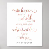 "Houd je drink koud" roos goud bruiloft gebarsten Poster (Voorkant)