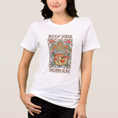 Houd je dromen levend Retro Boho Paddenstoel & Mot Tri-Blend Shirt (Voorkant)