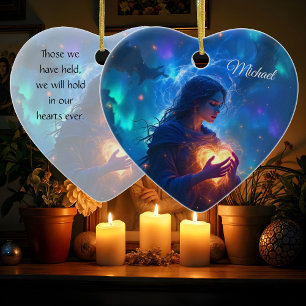 Houd je hart voor altijd vast, ik mis je, condolea keramisch ornament