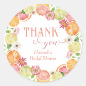 Houd je hoofdgerecht Citrus Bruiloft Dank Je Ronde Sticker (Voorkant)