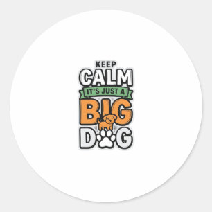 Houd je kalm Grote Hond Vintage Vector Design_1 Ronde Sticker