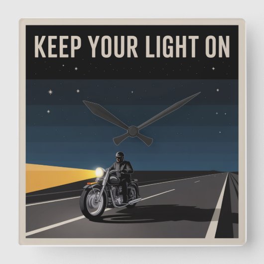 Houd Je Licht Aan Vierkante Klok (Voorkant)