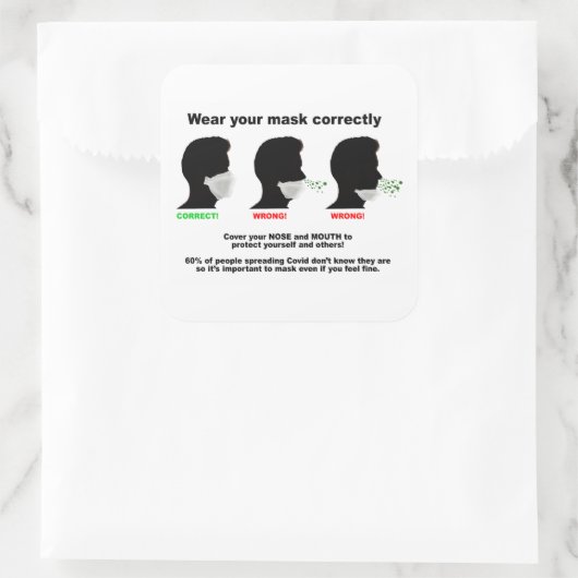 Houd je mond en neus bedekt met papieren stickers (Tas)