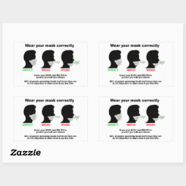 Houd je mond en neus bedekt met papieren stickers
