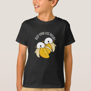 Houd je ogen gepeld Grappige oogbal pun donker BG T-shirt