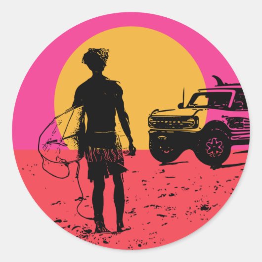 Houd je paarden aan de surfer ronde sticker (Voorkant)