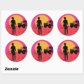 Houd je paarden aan de surfer ronde sticker (Vel)