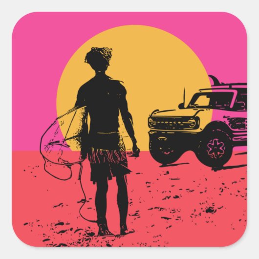 Houd je paarden in de Surfer Vierkante Sticker (Voorkant)