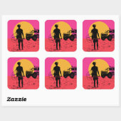 Houd je paarden in de Surfer Vierkante Sticker (Vel)