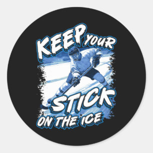 Houd Je Stick Op Het Ijs, IjsHockey Speler Zegt, Ronde Sticker