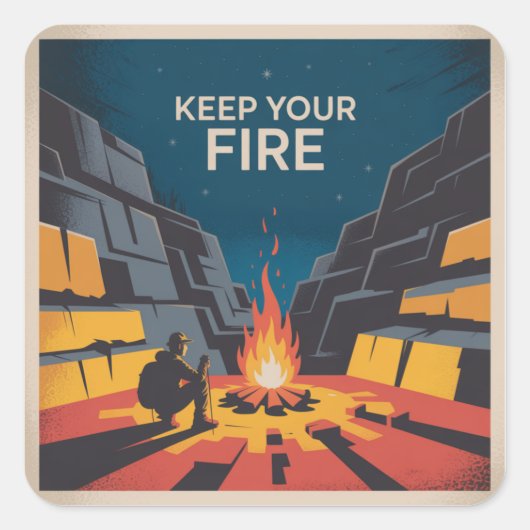 Houd Je Vuur Gaande Vierkante Sticker (Voorkant)