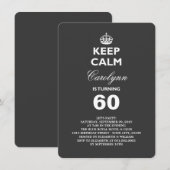 Houd kalm B&W Grappige Milestone 60e Verjaardagsfe Kaart (Voorkant / Achterkant)