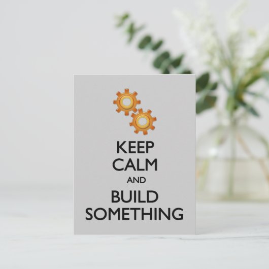 Houd kalm bouwt iets briefkaart (Staand voorkant)