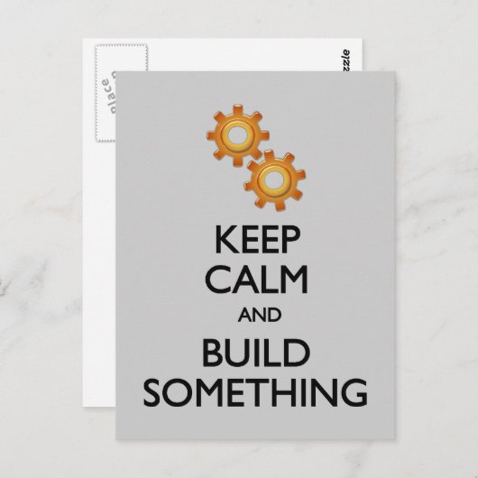 Houd kalm bouwt iets briefkaart (Voorkant / Achterkant)