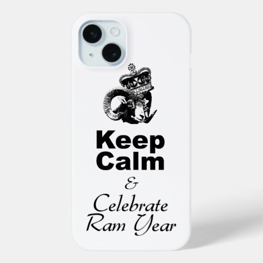 Houd kalm Celebrate Ram Year iPhone Case (Achterkant)