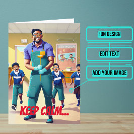 Houd kalm conciërge verjaardag kaart