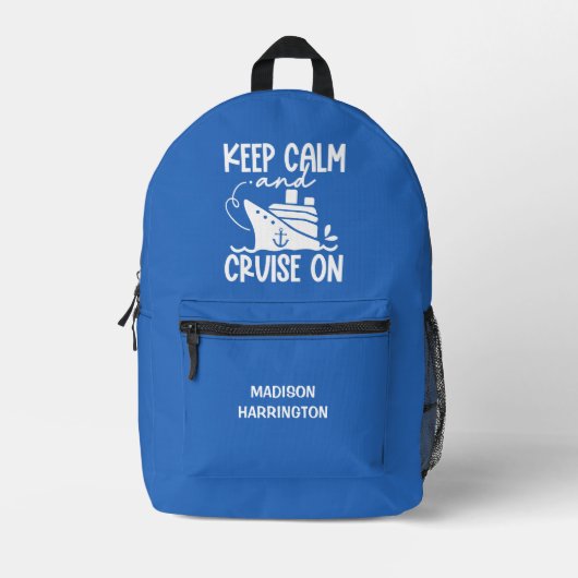 Houd kalm & cruise op aangepaste naam & kleur bedrukte rugzak (Voorkant)