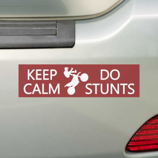 Houd kalm & doe Stunts aangepaste kleurenbumpersti Bumpersticker (Op auto)