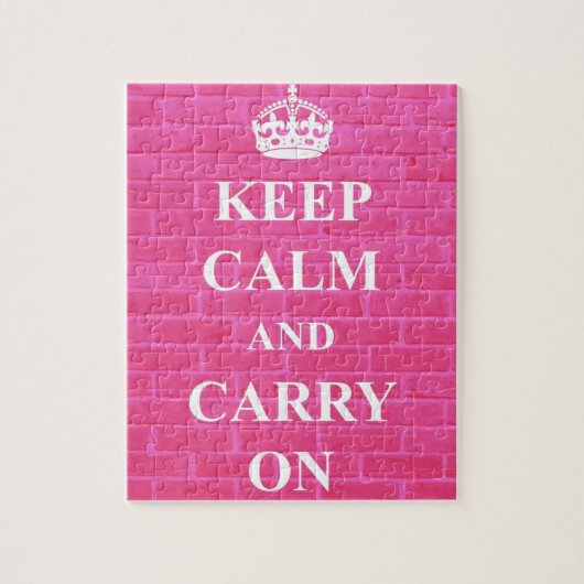 Houd Kalm & draag Roze Legpuzzel (Verticaal)